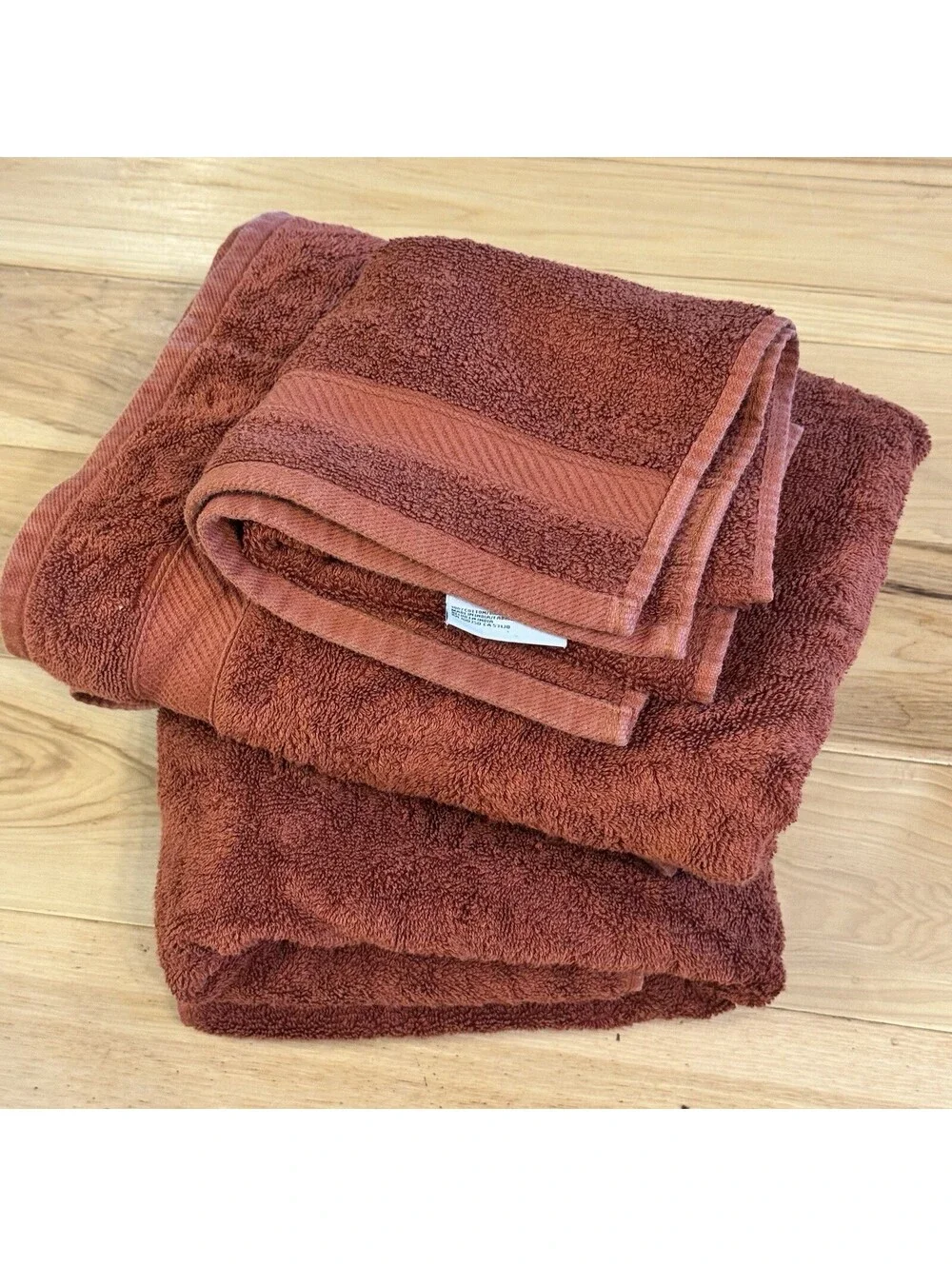 Wamsutta Rust Red Bath & Hand Towel Set 100% Cotton – Set of 3 Bathroom Decor